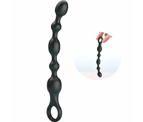 Pretty Love Van Silicone Rechargeable Anal Beads, 10 Modes, Black