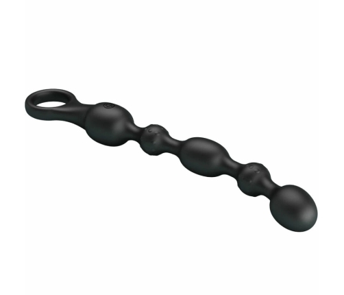 Pretty Love Van Silicone Rechargeable Anal Beads, 10 Modes, Black