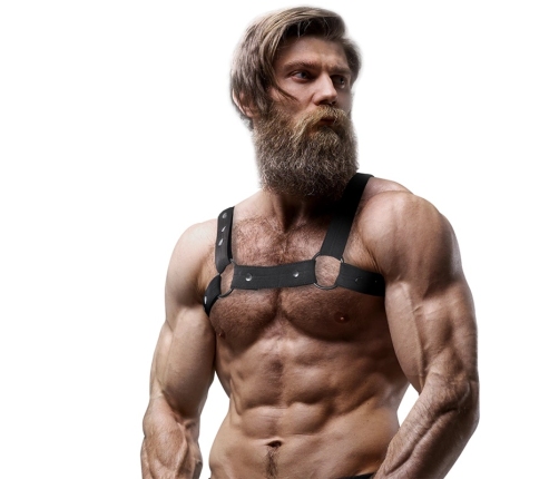 Fetish Submissive Attitude Adjustable Neoprene Chest Harness for Men Black