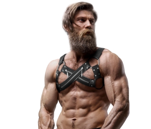 Fetish Submissive Attitude Bulldog Chest Harness Neoprene Adjustable Black