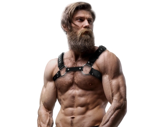 Fetish Submissive Attitude Men’s Eco-Leather Chest Harness with Studs, Adjustable Size