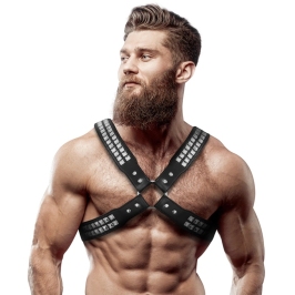 Fetish Submissive Attitude Men's Chest Harness Eco-Leather Adjustable Black