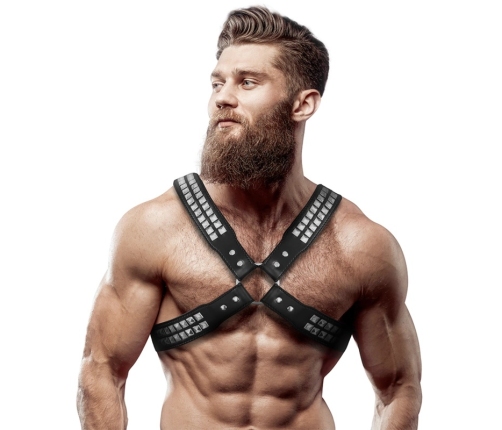 Fetish Submissive Attitude Men's Chest Harness Eco-Leather Adjustable Black