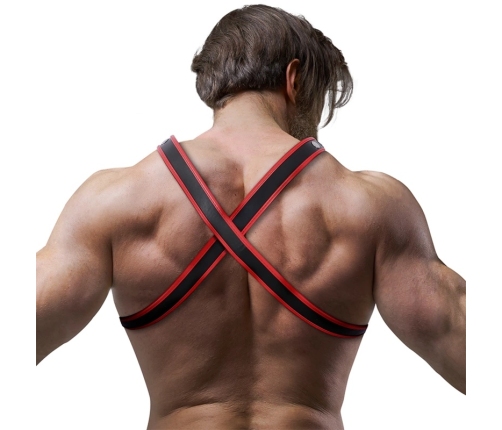 Fetish Submissive Attitude Eco-Leather Chest Bulldog Harness Black/Red