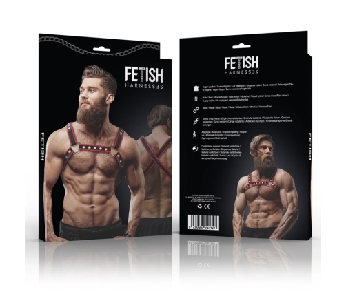 Fetish Submissive Attitude Eco-Leather Chest Bulldog Harness Black/Red