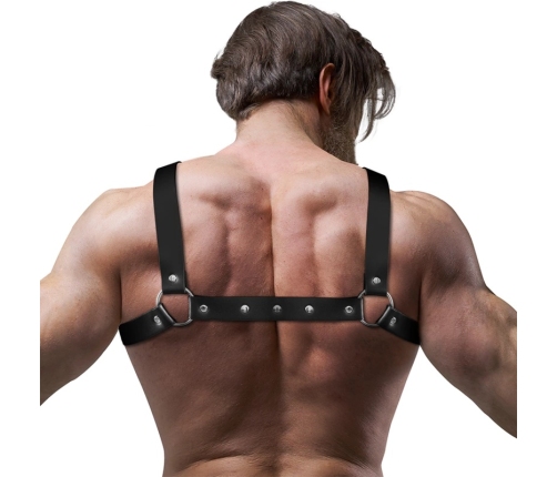 Fetish Submissive Attitude Eco-Leather Adjustable Bulldog Chest Harness Black