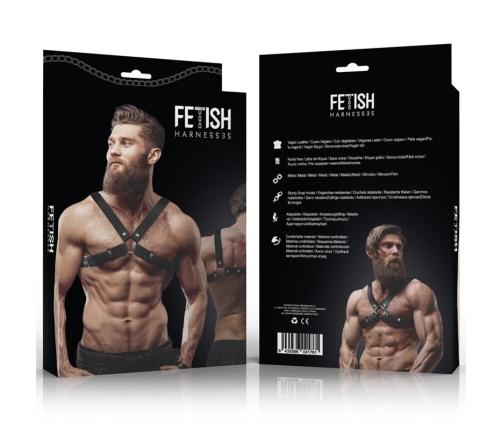 Fetish Submissive Attitude Eco-Leather Adjustable Bulldog Chest Harness Black