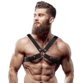 Fetish Submissive Attitude Eco-Leather Adjustable Bulldog Chest Harness Black