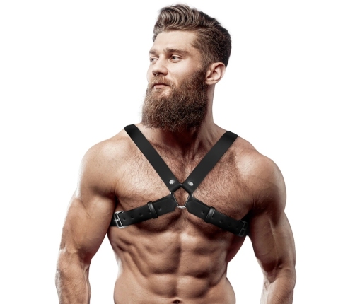 Fetish Submissive Attitude Eco-Leather Adjustable Bulldog Chest Harness Black