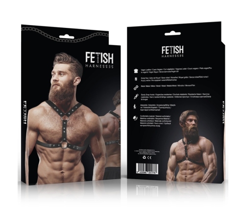 Fetish Submissive Attitude Eco-Leather Chest Harness for Men, Adjustable, Black