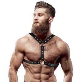 Fetish Submissive Attitude Eco-Leather Chest Harness for Men, Adjustable, Black