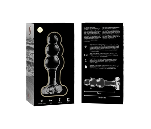 Ibiza Nebula Series Model 1 Intimate Glass Plug Clear 10.5 cm O 3 cm