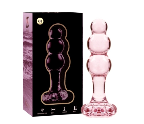 Ibiza Nebula Series Model 1 Intimate Glass Plug Pink 10.5cm Borosilicate