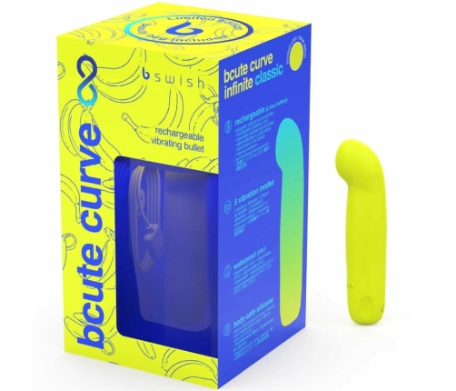 B SWISH BCUTE Curve Infinity Classic Rechargeable Silicone Yellow 10cm