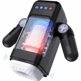 GAME CUP Thrusting & Vibrating Intimate Machine with Heating, Black, Smartphone Holder
