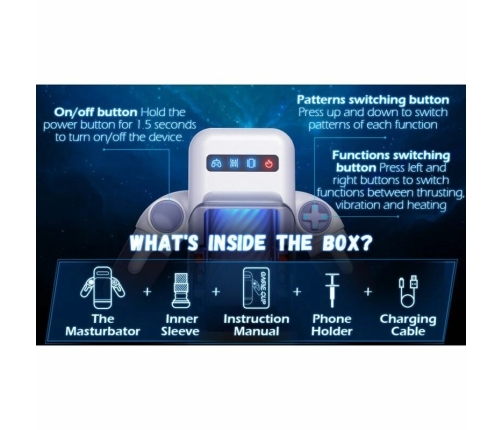 GAME CUP - MASTURBADOR MASCULINO CON VIBRACIÓN Y FUNCIÓN CALOR CON SOPORTE PARA MÓVILES - NEGRO