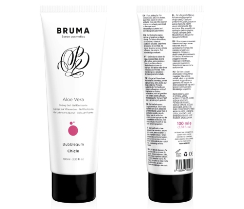 BRUMA Aloe Vera Water-Based Glide Gel Bubblegum 100ml - Hydrating Formula