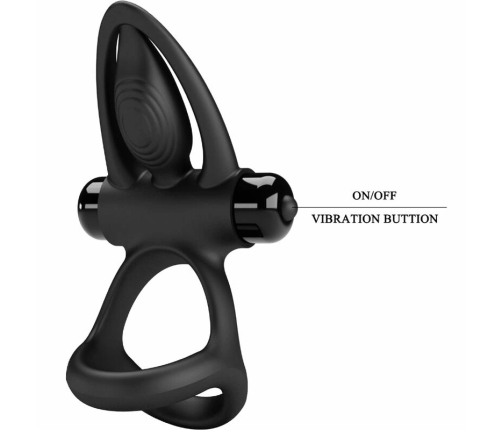 Pretty Love Black Silicone Ring - 10-Mode Rechargeable System