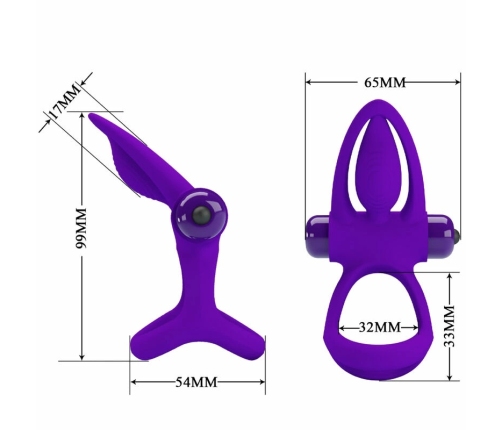 Pretty Love Vibrating Partner Ring 10 Modes Violet Silicone