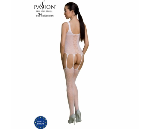 PASSION ECO BS007 White Bodystocking - Sustainable Recycled Nylon, One Size