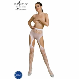 PASSION ECO S005 White Bodystocking - Sustainable Recycled Material, One Size