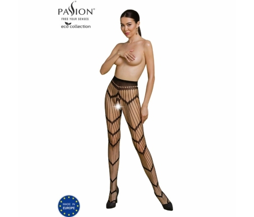 PASSION ECO S006 Bodystocking Black - Eco-Friendly Recycled Material, One Size