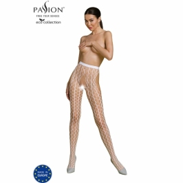 PASSION ECO S007 Bodystocking White - Eco-Friendly Recycled Material, One Size