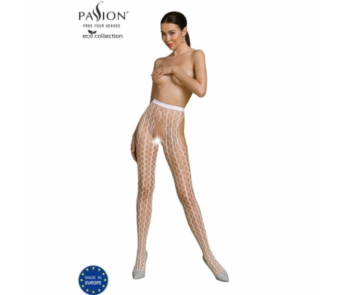 PASSION ECO S007 Bodystocking White - Eco-Friendly Recycled Material, One Size