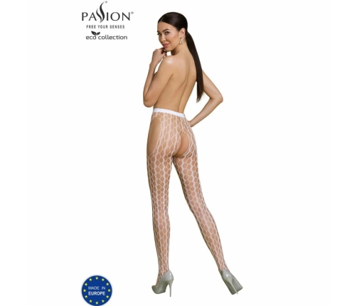 PASSION ECO S007 Bodystocking White - Eco-Friendly Recycled Material, One Size