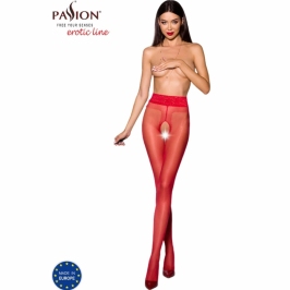PASSION TIOPEN 001 Red 20 DEN Open-Crotch Tights Size 1/2