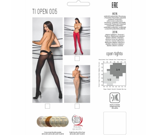 Passion TIOPEN 005 Black 60 DEN Hip-Cut Tights Size 1/2