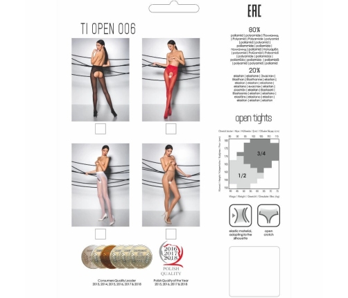 Passion TIOPEN 006 Black Fashion Tights 1/2, 30 DEN, Decorative Cut-Out