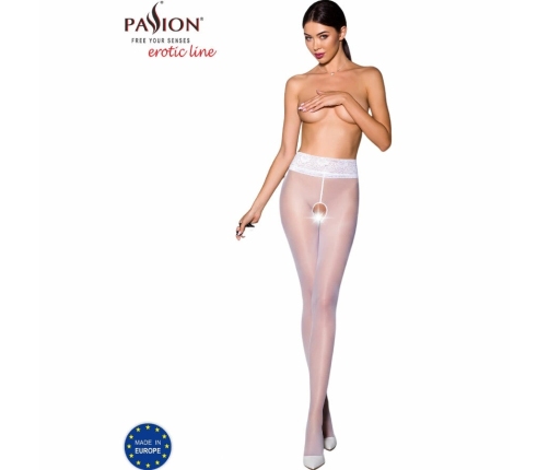 Passion TIOPEN 008 3/4 White Tights 30 DEN with Decorative Lace