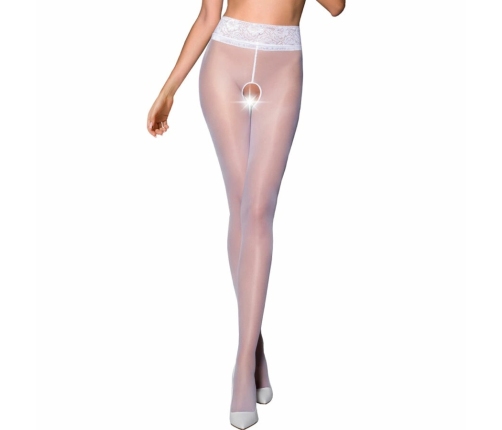 Passion TIOPEN 008 3/4 White Tights 30 DEN with Decorative Lace
