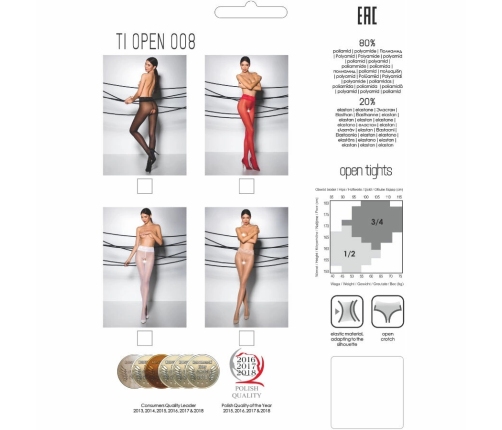 Passion TIOPEN 008 Red 3/4 Decorative Lace Tights 30 DEN