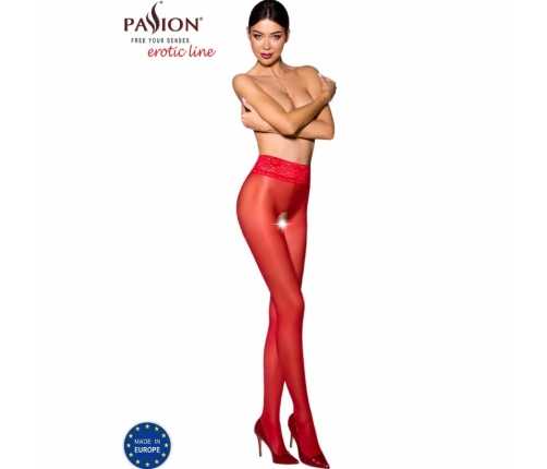 Passion TIOPEN 008 Red 3/4 Decorative Lace Tights 30 DEN