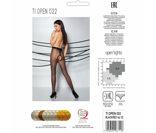 Passion TIOPEN 022 3/4 Black/Red Tights 20 DEN - Elegant Design
