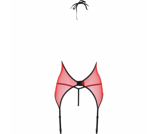 Passion Peonia Corset Red L/XL - Elegant Lace & Tulle Lingerie Set