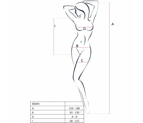 PASSION BS094 Black Bodystocking - Elegant Mesh Design, One Size