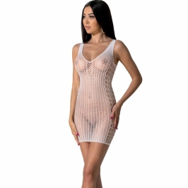 PASSION BS097 White Bodystocking One Size - Elegant Mesh Design