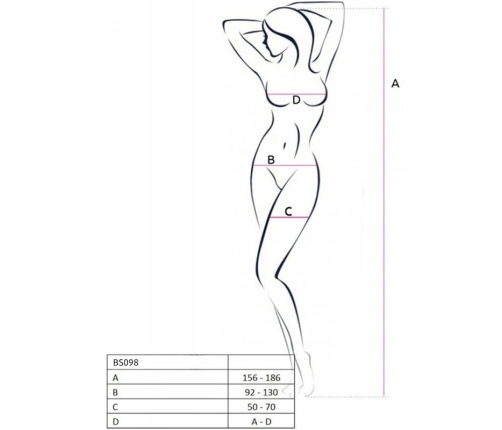 PASSION BS098 White Mesh Bodystocking One Size - Elegant Lace Design