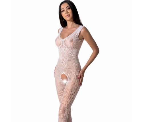PASSION BS098 White Mesh Bodystocking One Size - Elegant Lace Design