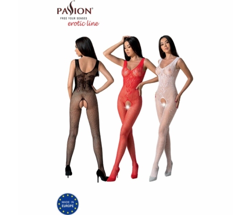 PASSION BS098 White Mesh Bodystocking One Size - Elegant Lace Design