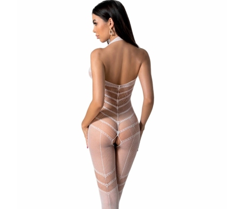 PASSION BS100 White Bodystocking - One Size, Elegant Mesh Design