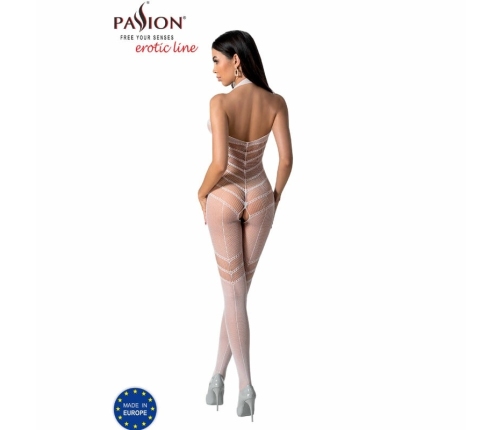 PASSION BS100 White Bodystocking - One Size, Elegant Mesh Design