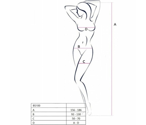 PASSION BS100 White Bodystocking - One Size, Elegant Mesh Design