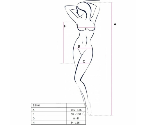 PASSION BS101 White Bodystocking - Mesh Lace, One Size, Elegant Design
