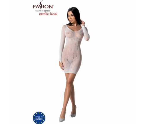 PASSION BS101 White Bodystocking - Mesh Lace, One Size, Elegant Design