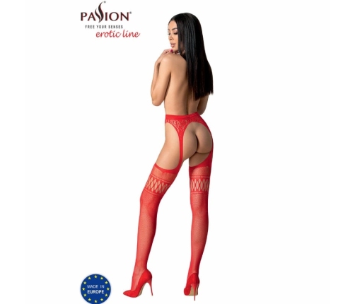 Passion S026 Red Stockings with Garter - One Size, Elegant Design