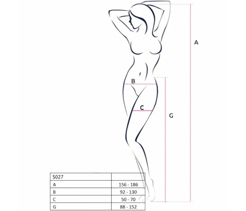 PASSION S027 Black Decorative Garter-Style Tights One Size